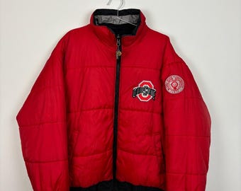1990s Vintage Pro Player Ohio State Buckeyes Reversible Jacket Size Medium Red