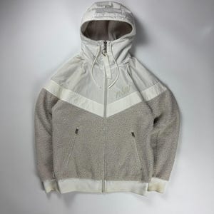 Vintage Nike Sherpa Lined Jacket / Athletic Sportswear / Full Zip Up / Small White