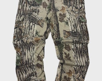 Vintage echte boomcamobroek, groot, verstelbare broek