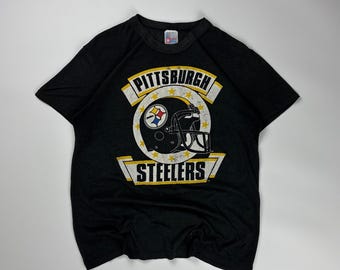 Camiseta vintage de los Pittsburgh Steelers / Camiseta de fútbol americano de la NFL / Ropa deportiva / Talla grande, color negro