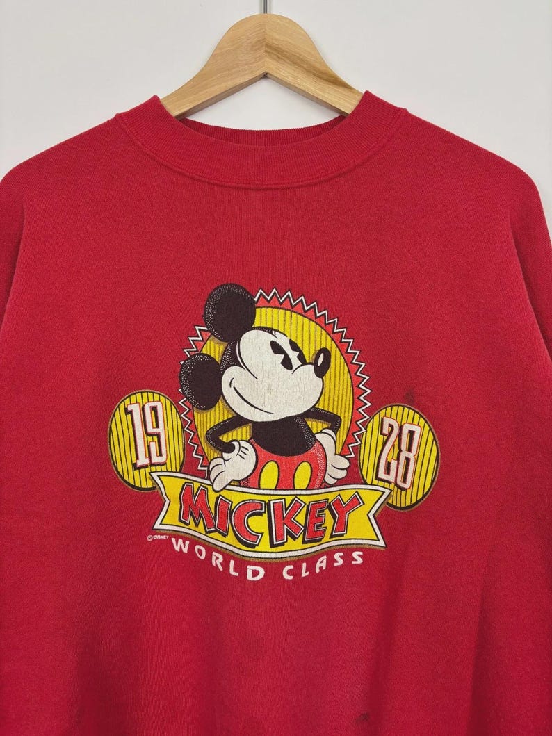 Vintage Disney Musse Pigg röd tröja från 1990-talet / storlek XL bild 3