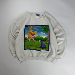 Vintage Winnie The Pooh Sweatshirt / Cute Disney Sweater / Graphic Crewneck / Pullover / Large White