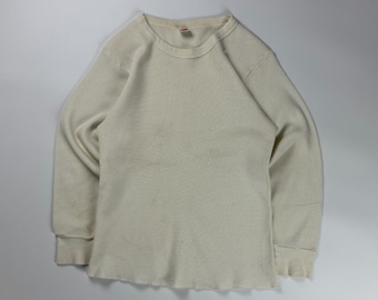 K*O様 70s〜80s Hanes thermal shirt usa製 Vtg 70s 80s Hanes Thermal Long Sleeve Shirt White S/M 50/50 Waffle