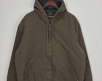 Chaqueta de trabajo marrón vintage - Abrigo Wolverine con cremallera - Talla XXL