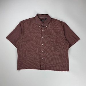 ヴィンテージ ヴァンヒューゼン チェック柄 クロップド ボタンアップ シャツ / ボックスフィット XL レッド