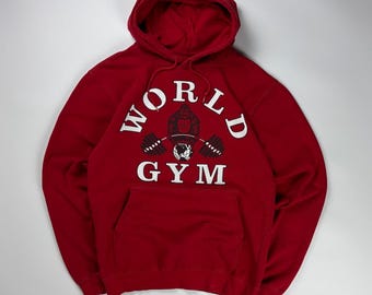 Sudadera con capucha Vintage World Gym / Suéter con estampado de gorila / Suéter de entrenamiento pequeño rojo