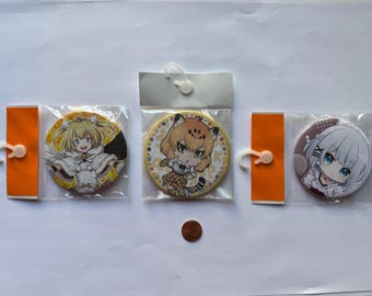 Vibrant Japanese Anime Button Badge Pin (Choose 1) - Authentic Official Prize Chibi Art - Collectible Merch & Unique Gift from Japan