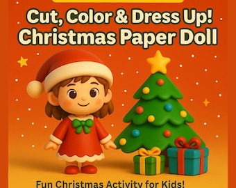 Christmas Paper Doll Printable | Cut, Color & Dress Up Craft | Preschool Holiday Activity | Instant Download