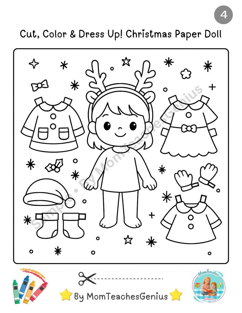 Christmas Paper Doll Printable | Cut, Color & Dress up Craft ...