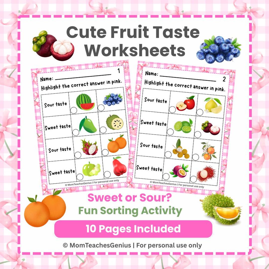 Fruit Sorting Worksheets | Sweet or Sour Taste Activity | Preschool ...