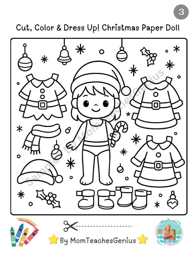 Christmas Paper Doll Printable | Cut, Color & Dress up Craft ...