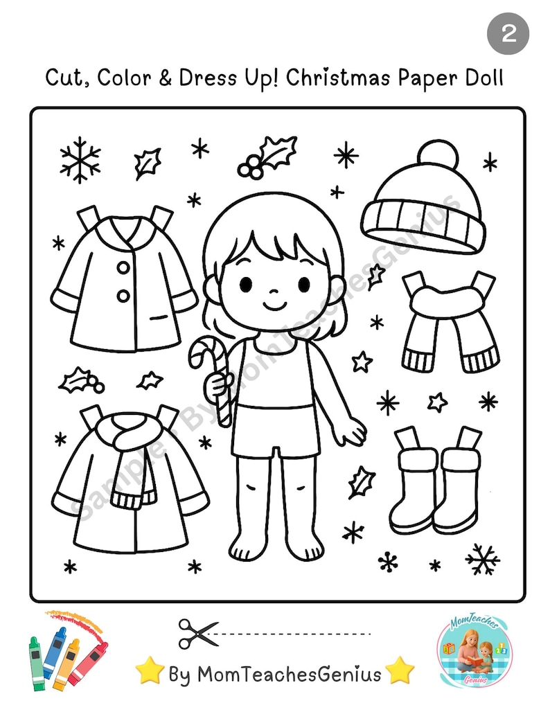 Christmas Paper Doll Printable | Cut, Color & Dress up Craft ...