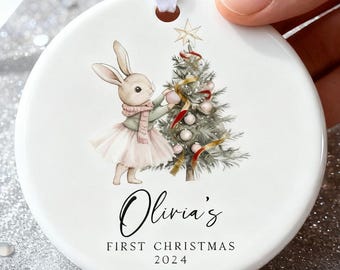 Adorno navideño para bebé niña, adorno navideño personalizado para bebé, recuerdo navideño para bebé, adorno personalizado para bebé
