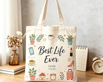 JW Canvas Tote Bag, Best Life Ever, Ministry Bags for JW, Personalized Service Tote, Pioneer Gifts, Baptism Gift for Friend
