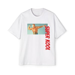 Super Kool HULK HOGAN Men&#39;s Heavy Oversized Tee, Retro Graphic Shirt, Casual Streetwear, 80s Vintage Style, Gift for Him, Trendy Summer Wear