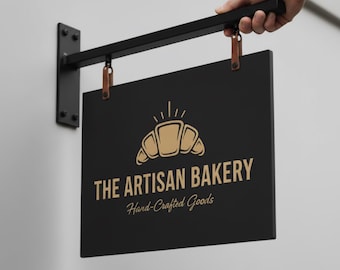 Double Sided Logo Metal Blade: Custom Storefront Hanging Signage, Outdoor Storefront Sign