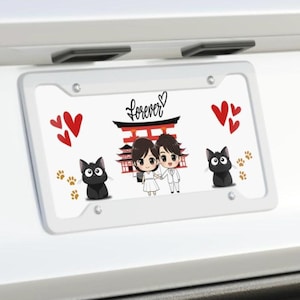 Custom Just Married License Plate for Newlyweds wifey and hubby Cute Cartoon Car Accessory Decorative Car Plate Unique Wedding Gift Idea