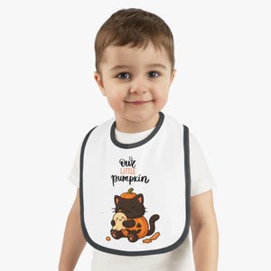 Our Little Pumpkin Cat in Costume Baby Bib, Halloween Gifts, Baby Shower Present, Toddler Bib, Halloween Accessories, Fun Baby Apparel