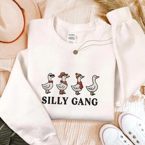 Goose Bumps Embroidered Sweatshirt - Funny Animal Design, Unisex Crewneck Hoodie