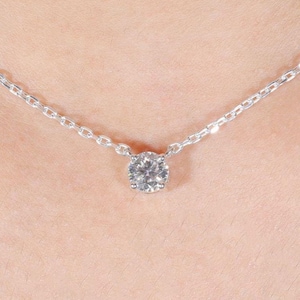 Round Cut Moissanite 1 CT 1.5 CT 2 CT Diamond Solitaire Pendant With Cable Chain Dainty Minimalist Diamond Pendant Women&#39;s Necklace