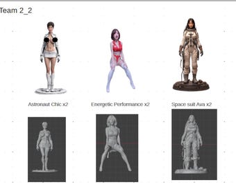 15mm tall Fantasy Female Misc Crew Team 2-2.  Resin 3D printed 7 figures.