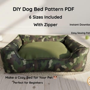 Hundebett-Schnittmuster (PDF) mit Reißverschluss | 6 Größen | Waschbares Hundebett | DIY-Hundebett-Schnittmuster | Sofort-Download