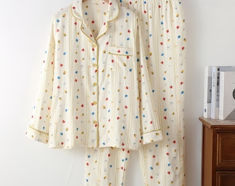 Strawberry Pajama Set | Soft Cotton Sleepwear for Women | Cute Fruit Print PJs | Cozy Loungewear Gift for Her