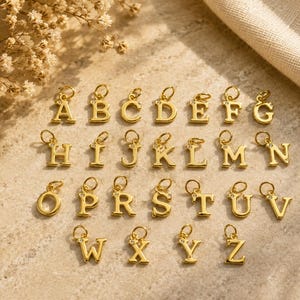 14K＆10Kイエローゴールドダイヤモンドイニシャルチャーム｜パーソナライズされたアルファベット文字ネックレス｜カスタムゴールドモノグラムペンダントギフト
