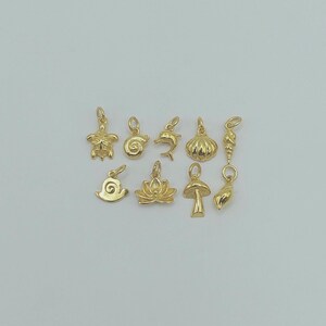 14K & 10K Solid Gold Mini Charms | Nautical, Lotus, Mushroom