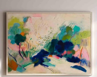 Original Textured Oil Acrylic Painting, Vibrant Abstract Landscape Wall Art