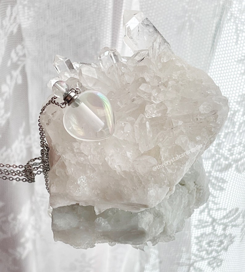 Angel aura quartz heart essential oil necklace