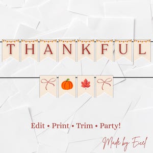 Afdrukbare dankbare vlaggenslinger Happy Thanksgiving decoratie Thanksgiving Day banner pdf Thanksgiving slinger pdf Thanksgiving feest vlaggen DIY