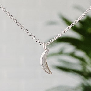 Micro Wisp Moon Necklace, Textured Crescent Moon, Dainty crescent, Good luck charm, waning crescent, waxing crescent, Moon Phase, Eid