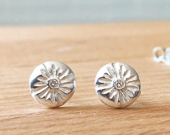 Small Lucia Diamond Stud Earrings, sunburst, sunbeam, flower, rays, positive energy, good vibes, conflict free, daisy, chrysanthemum, floral