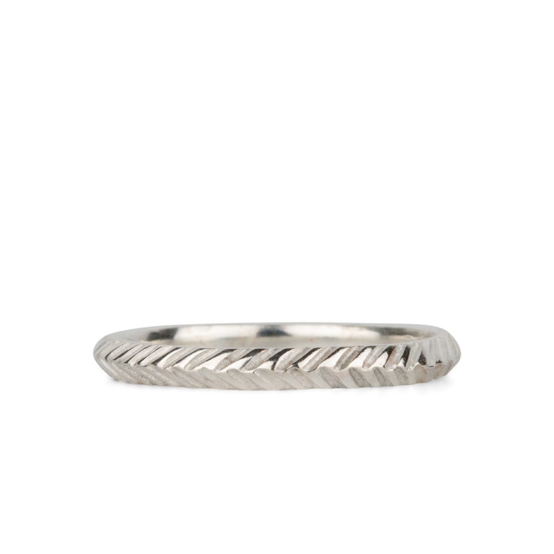 Herringbone Thin Band in Sterling Silver, Minimal Ring, Modern, Comfortable, Minimalist, Textured, Organic, Geometric, stacking ring, skinny image 5