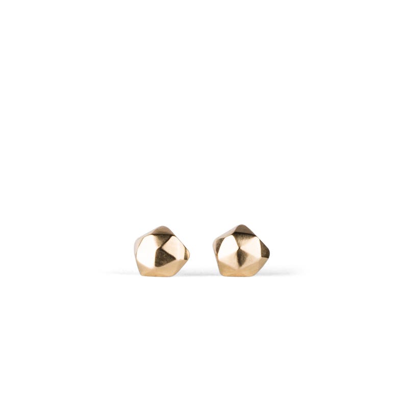 Solid Yellow Gold Stud Earrings Micro Fragment Studs - Etsy