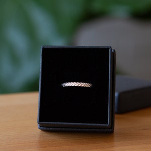 Herringbone Thin Band in Sterling Silver, Minimal Ring, Modern, Comfortable, Minimalist, Textured, Organic, Geometric, stacking ring, skinny image 3
