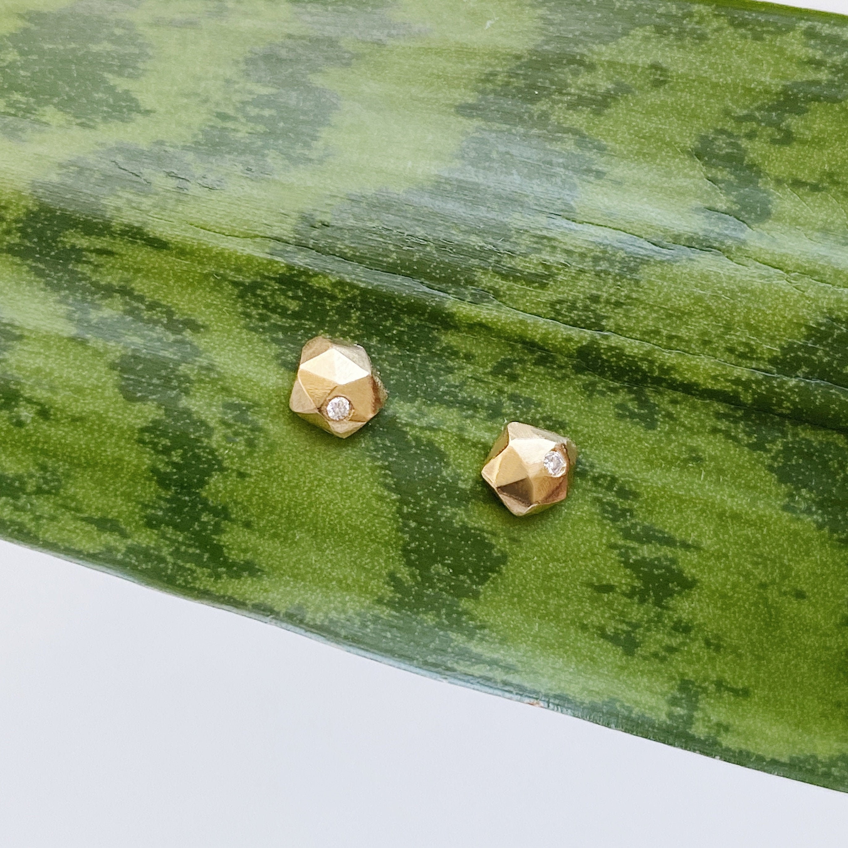 Micro Fragment Diamond Stud Earrings in Gold Vermeil, Vermeil and Diamond  Faceted Stud Earrings, Geometric, Second Hole, Edgy, Nugget - Etsy