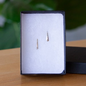Silver tapered fragment stud earrings, minimal geometric studs, bar stud, modern stud earrings, carved, faceted, deco post earrings, gift image 6