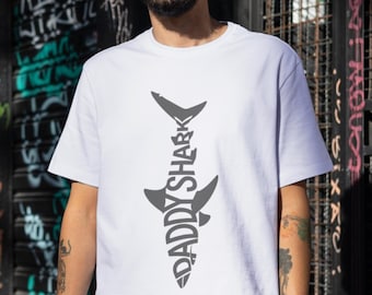 Daddy Shark T-Shirt, Modern Father Shark Shirt, Papa Shark Tee, Finny the Shark Shirt, Gift for Dad, Minimalist Shark Design