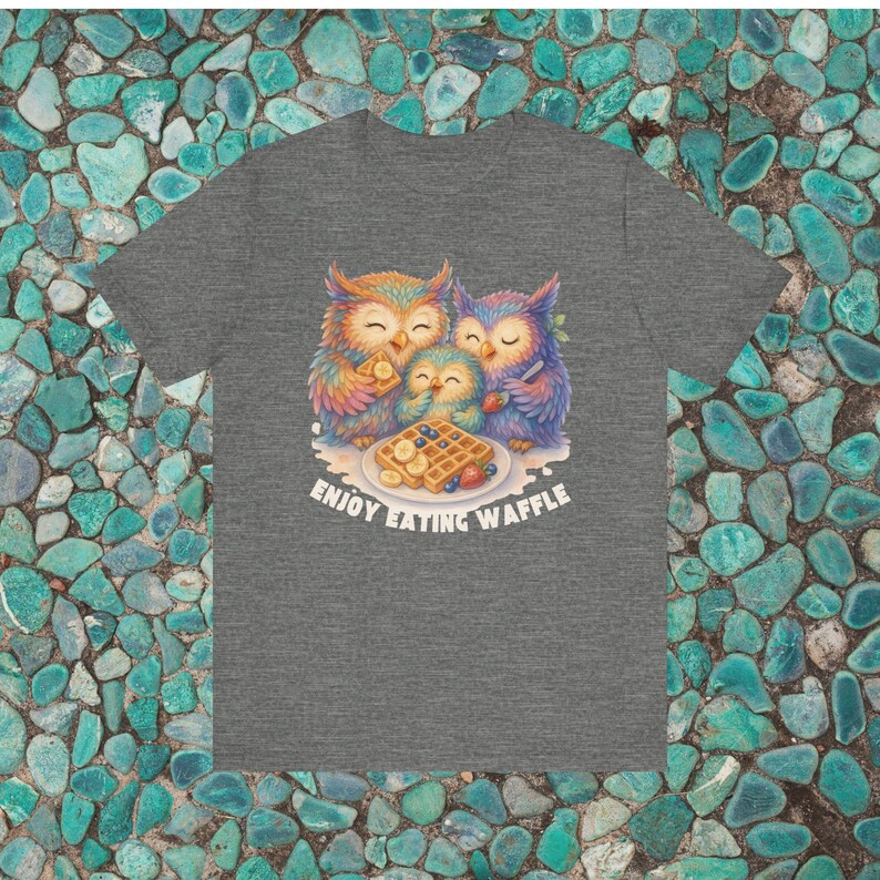 Camiseta unisex cómoda con diseño de gofre de la familia de búhos imagen 9