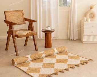 Handmade Jute Area Rug | Braided Boho Carpet, Custom Size