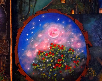 Floral moon painting