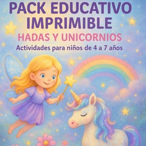 Libro imprimible de actividades: Hadas y Unicornios (para niños 4 a 7 años)