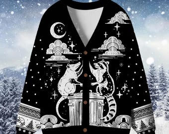 トップス CN RACCOON MIX W CARDIGAN Raccoon Blended Cropped Cardigan Heart Logo in Navy by Mardi