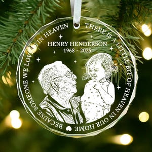 Personalized Memorial Picture Ornament, Christmas Family Photo Ornament, Memorial Crystal Ornament, Family Memorial Gift, Remembrance Gift