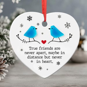 Custom Friendship Sea Glass Ornament 2025, Long Distance Ornament, Timeless Friendship Christmas Keepsake, Best Friend Sea Glass Art