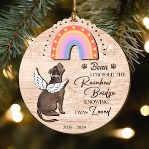 Personalized Dog Memorial Ornament, 2-Layered Wooden Ornament, Dog Keepsake, Dog Memorial Gift, Christmas Ornament Decor