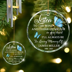 Personalized Memorial Wind Chime Gift, Listen to the Wind Wind Chime, Keepsake for Mom, Sympathy Gift, Wind Chime Outdoor Tribute