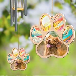 Custom Pet Portrait Wind Chime, Pet Loss Gift, Pet Wind Chime, Outdoor Dog Cat Remembrance Sign, Sympathy Keepsake, Thoughtful Tribute